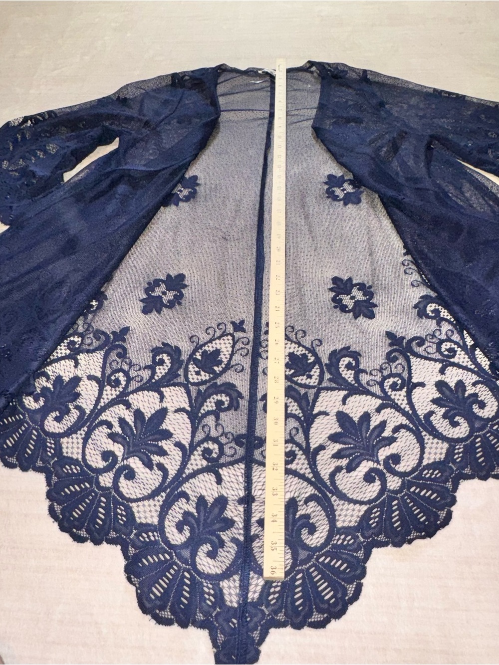 Maurices Navy Lace Floral Kimono Cardigan - Picture 7 of 15